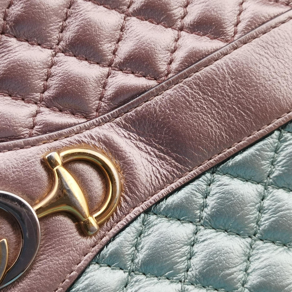 Pre-owned Gucci Trapuntata Camera Zumi pink×green×multi Leather 541061 shoulderbag | stylenewstar
