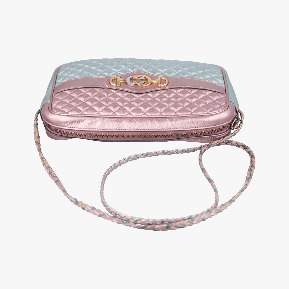 Pre-owned Gucci Trapuntata Camera Zumi pink×green×multi Leather 541061 shoulderbag | stylenewstar