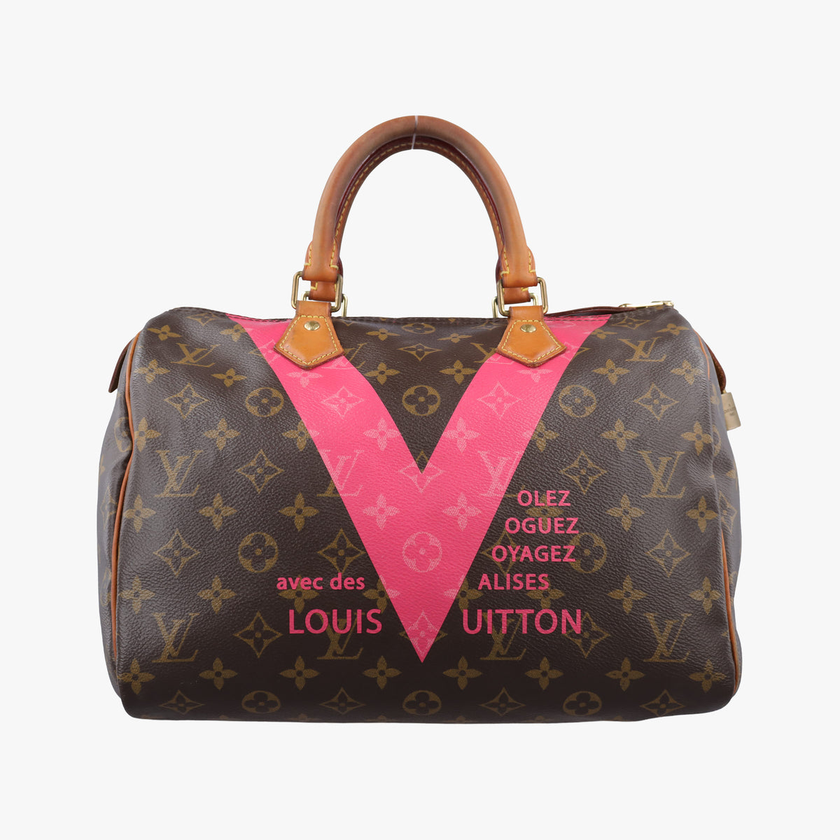 Pre-owned Louis Vuitton Speedy 30 Grenade V brown×pink Monogram Canvas M41533 handbag | stylenewstar