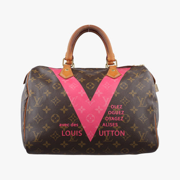 Pre-owned Louis Vuitton Speedy 30 Grenade V brown×pink Monogram Canvas M41533 handbag | stylenewstar