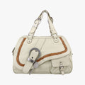 Pre-owned Christian Dior Gaucho White Leather  shoulderbag | stylenewstar