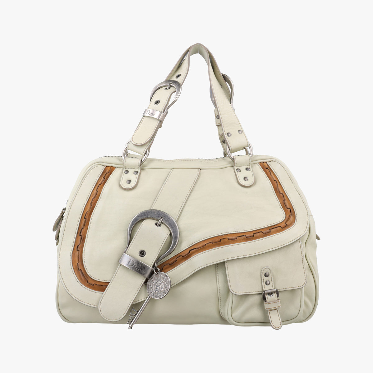 Pre-owned Christian Dior Gaucho White Leather  shoulderbag | stylenewstar