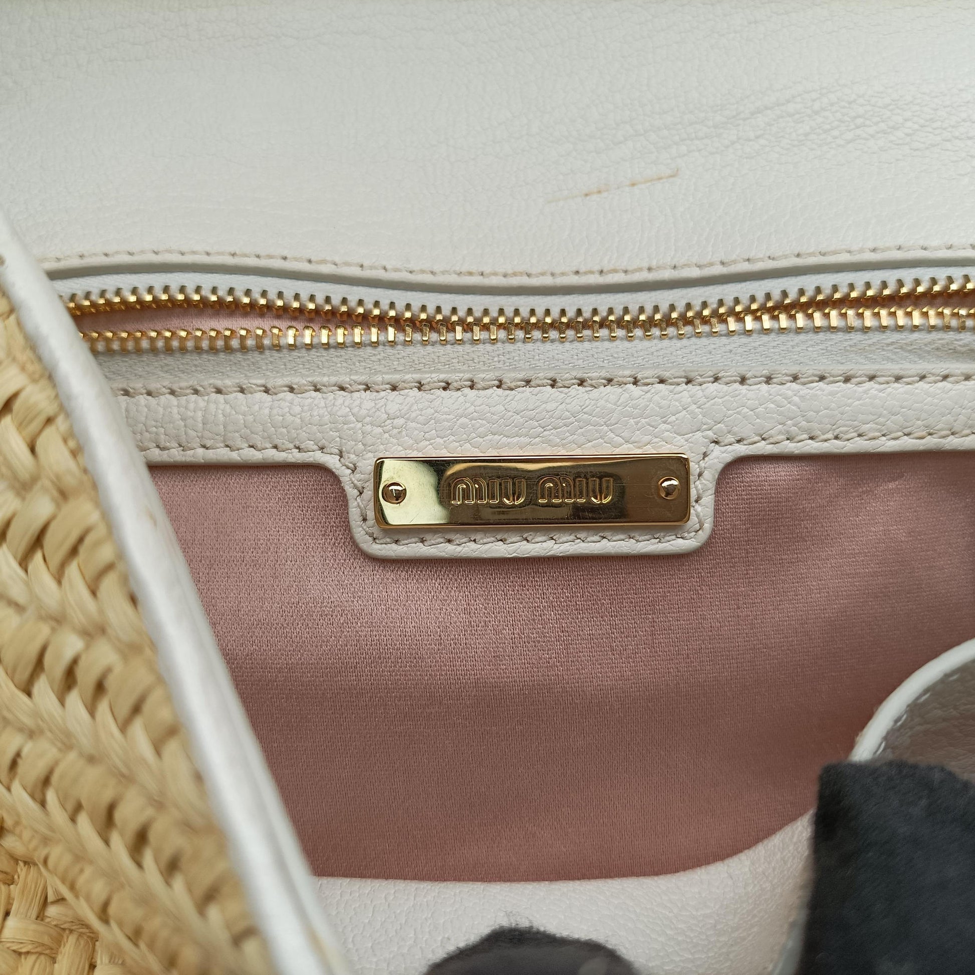 Miu Lady Natural × White Paglia × Madras Goat Leather 53ミュウレディ ナチュラル × ホワイト パリア × マドラスレザー 53