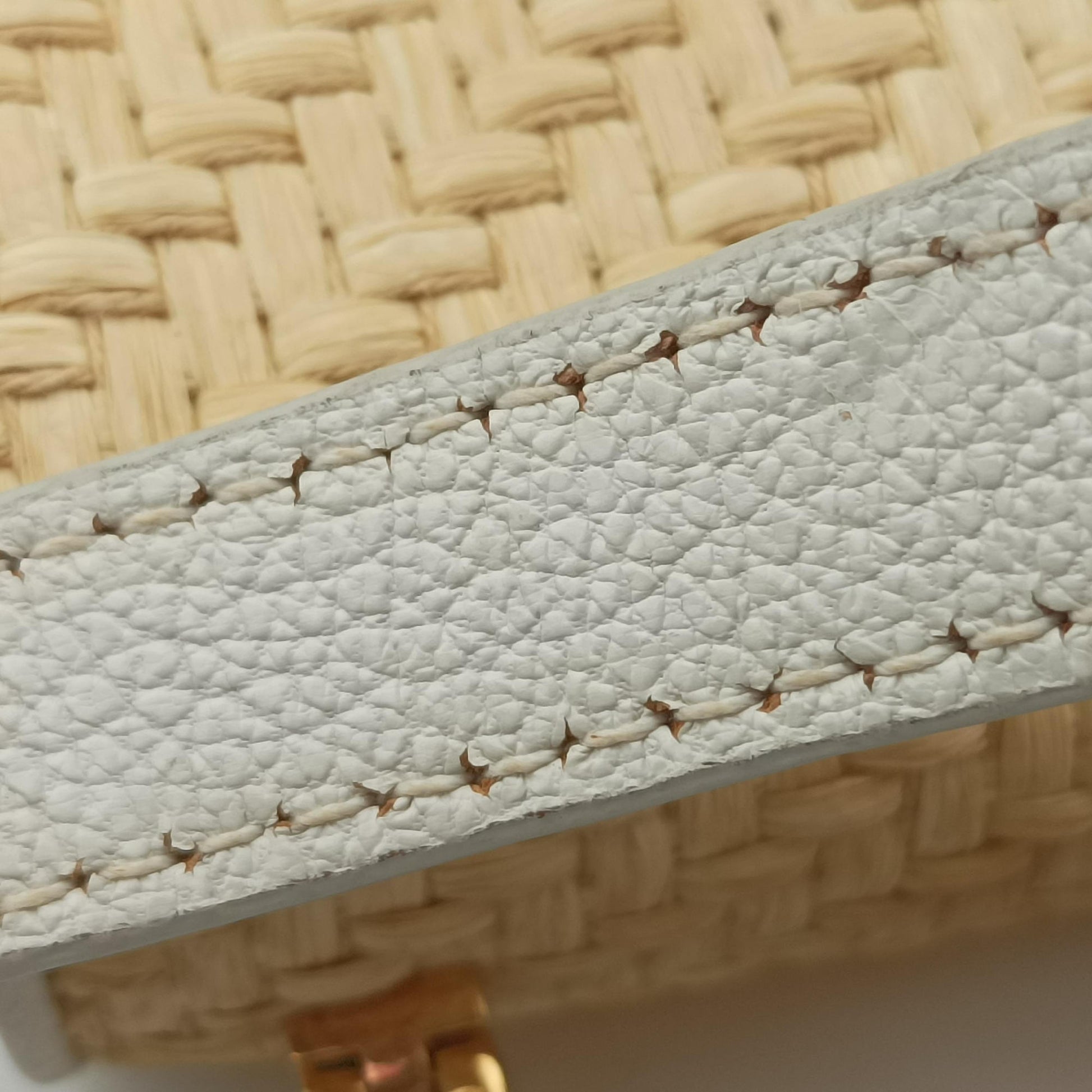 Miu Lady Natural × White Paglia × Madras Goat Leather 53ミュウレディ ナチュラル × ホワイト パリア × マドラスレザー 53
