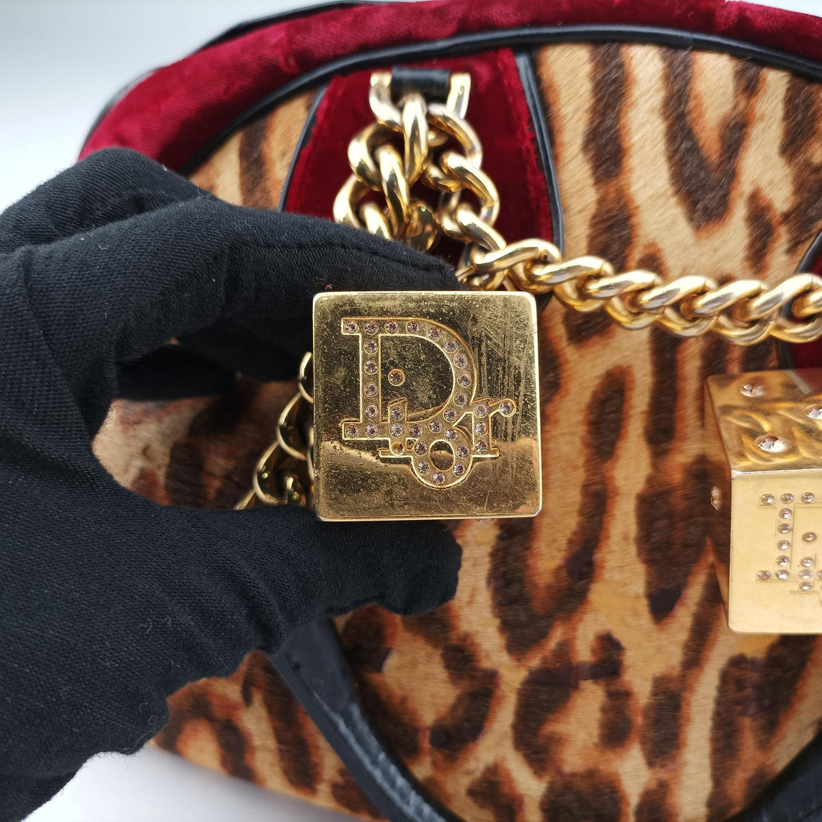 Dice Leopard Bowler Multicolour ponyhair×velour×patent 11-MA-0074ダイスレパードボウラー マルチカラー ハラコ×ベロア×パテント 11-MA-0074