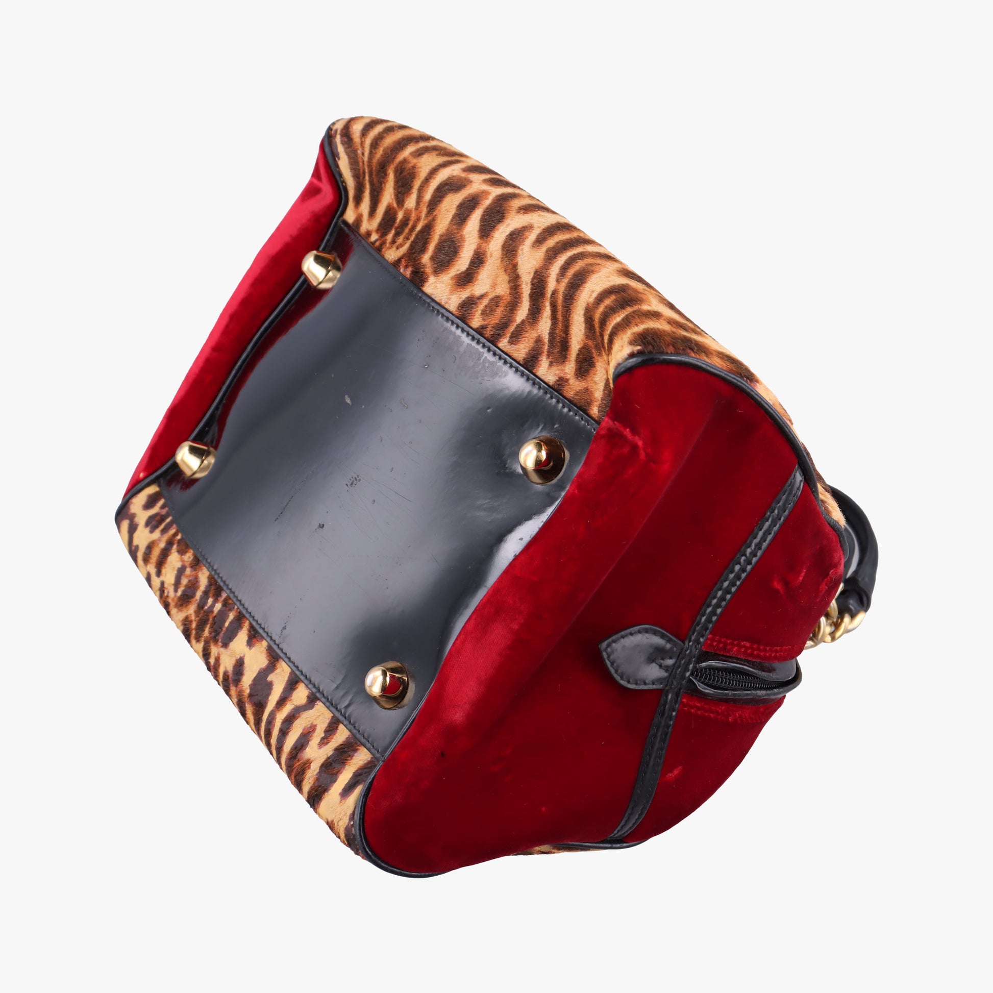 Dice Leopard Bowler Multicolour ponyhair×velour×patent 11-MA-0074ダイスレパードボウラー マルチカラー ハラコ×ベロア×パテント 11-MA-0074