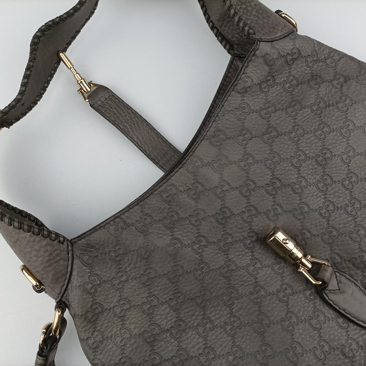 Pre-owned Gucci New Jackie Grey Leather 246907 shoulderbag | stylenewstar