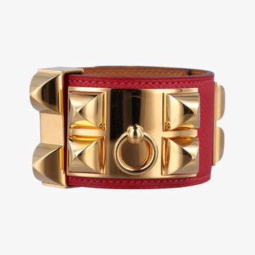 Collier de chien Red×golden Leather × GP S □P Bコリエ ド シアン レッド×ゴールド レザー×GP S □P B