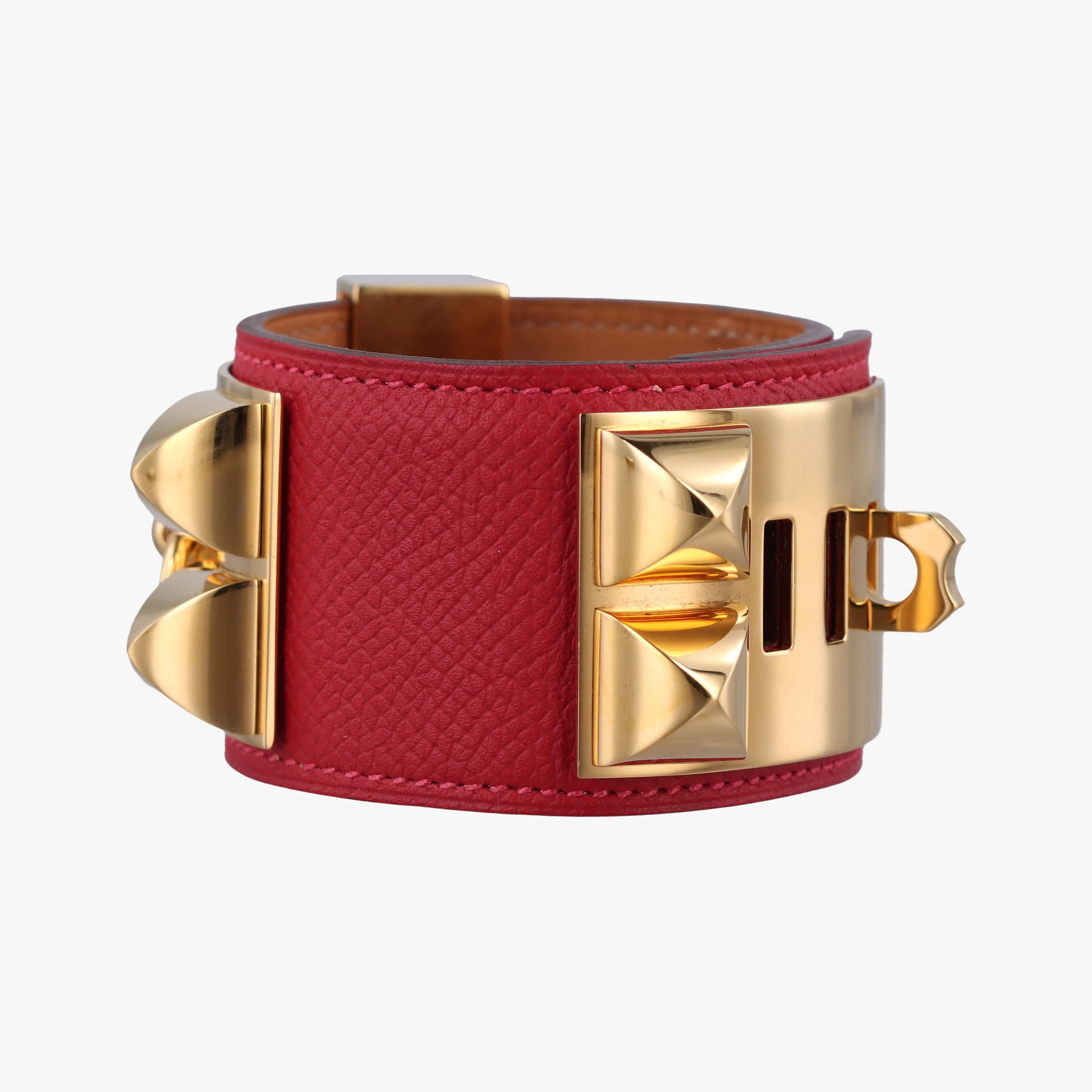 Collier de chien Red×golden Leather × GP S □P Bコリエ ド シアン レッド×ゴールド レザー×GP S □P B