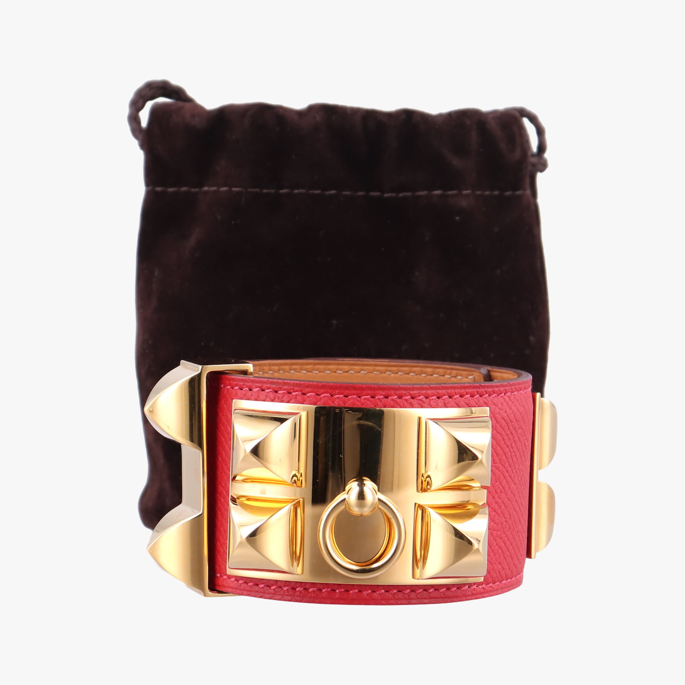 Collier de chien Red×golden Leather × GP S □P Bコリエ ド シアン レッド×ゴールド レザー×GP S □P B