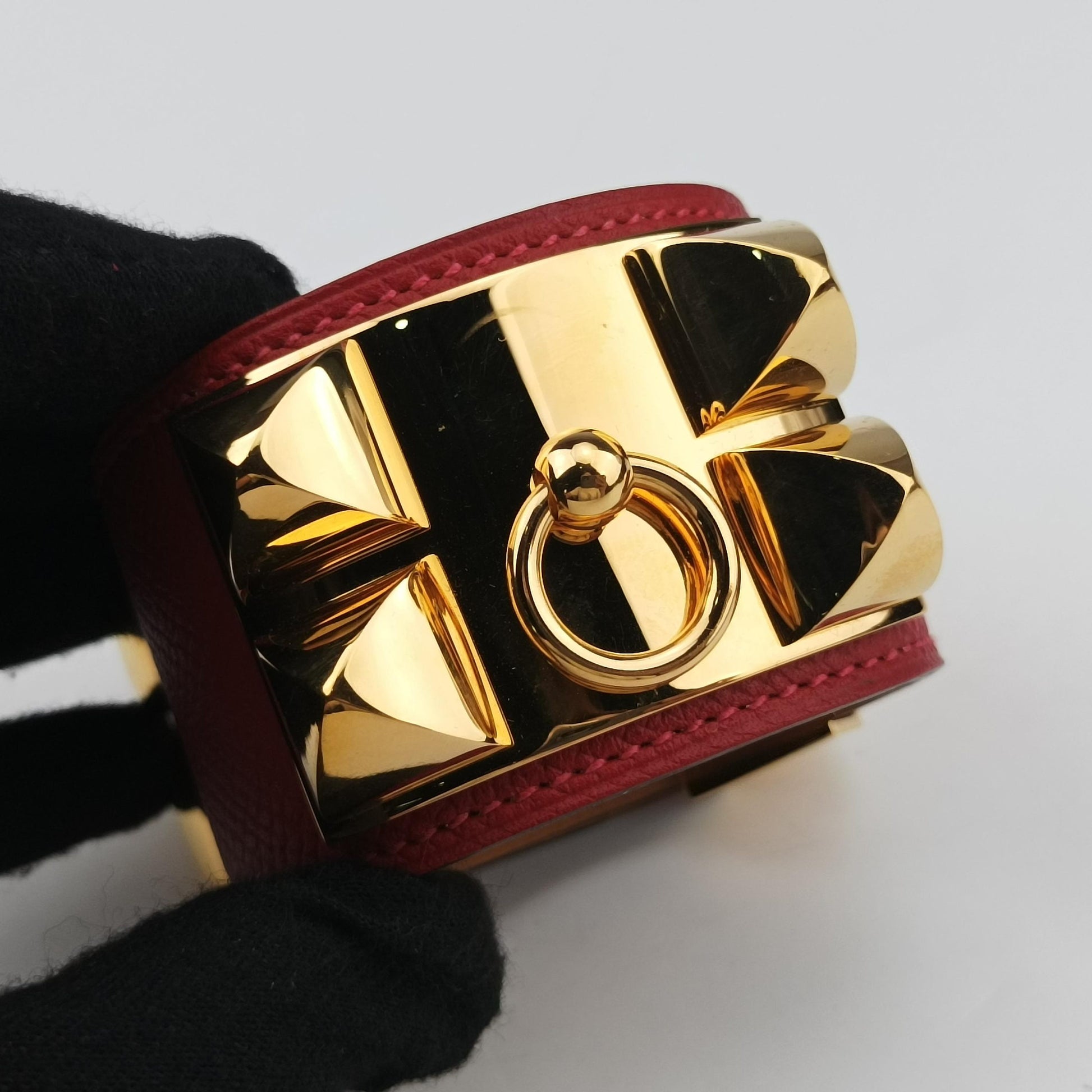 Collier de chien Red×golden Leather × GP S □P Bコリエ ド シアン レッド×ゴールド レザー×GP S □P B
