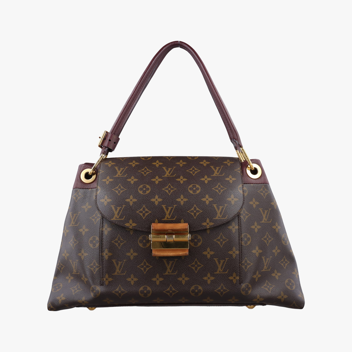 Secondhand Louis Vuitton OLYMPE Brown×QUETSCHE Monogram Canvas×calf leather M40926 handbag | stylenewstar