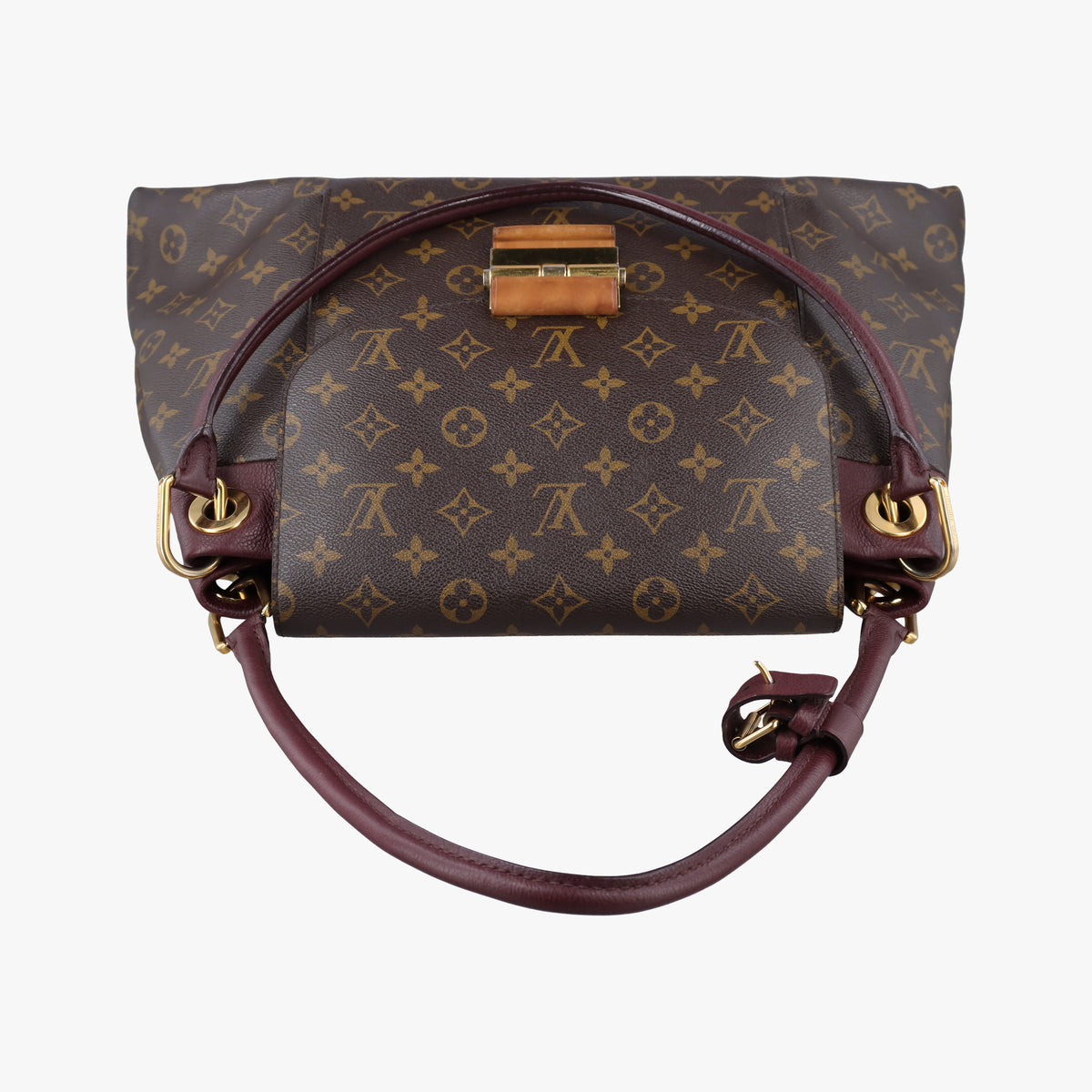 Secondhand Louis Vuitton OLYMPE Brown×QUETSCHE Monogram Canvas×calf leather M40926 handbag | stylenewstar