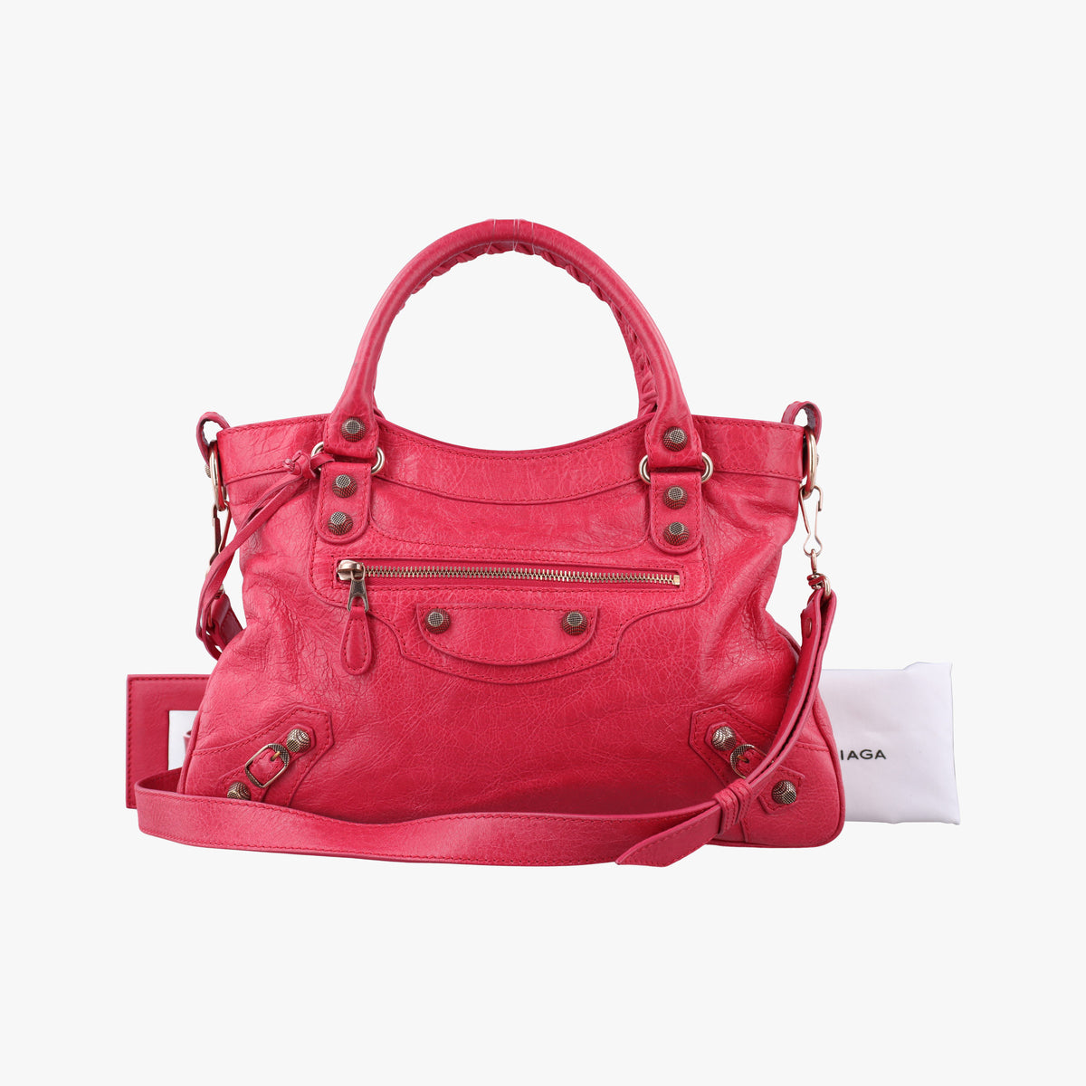 Pre-owned Balenciaga Electric Perforated Motorcycle City Red lambskin  shoulderbag | stylenewstar