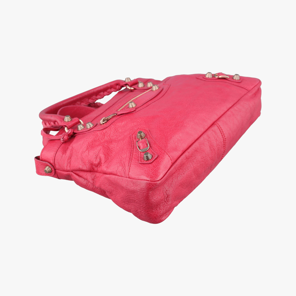 Pre-owned Balenciaga Electric Perforated Motorcycle City Red lambskin  shoulderbag | stylenewstar