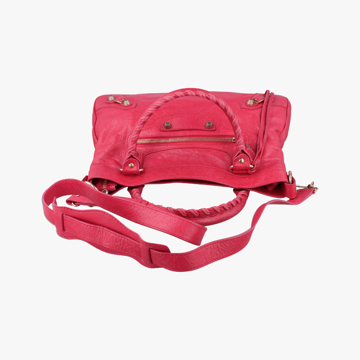 Pre-owned Balenciaga Electric Perforated Motorcycle City Red lambskin  shoulderbag | stylenewstar