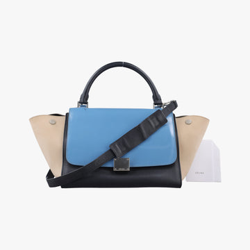 Pre-owned Celine Trapeze Blue×Black×Beige leather  shoulderbag | stylenewstar