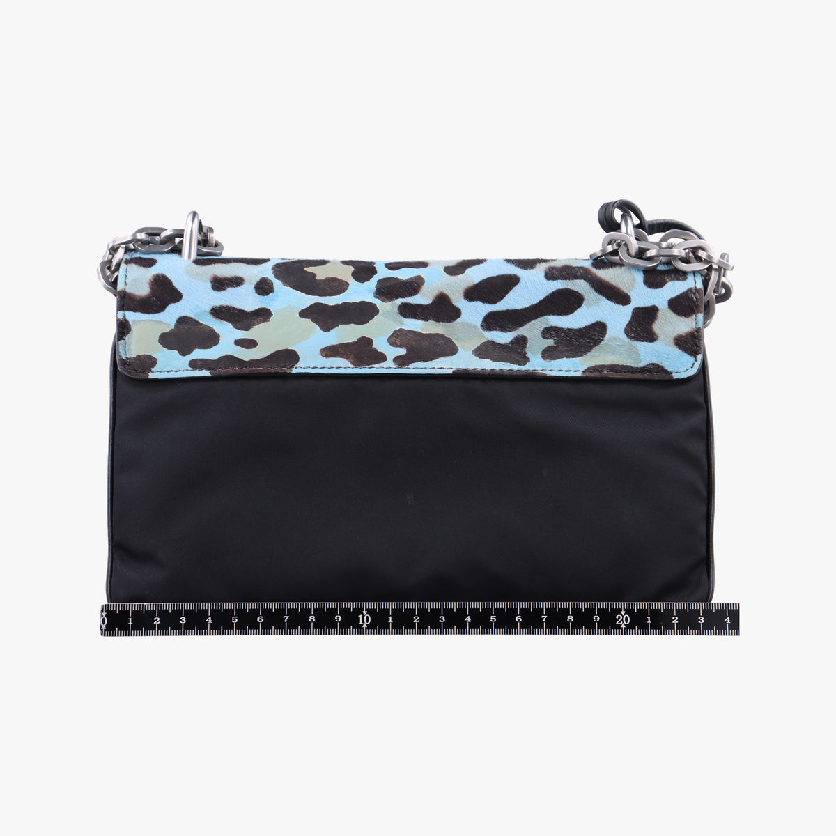 Vintage Prada Leopard print Blue×Black ponyhair×nylon 1BD009 shoulderbag | stylenewstar