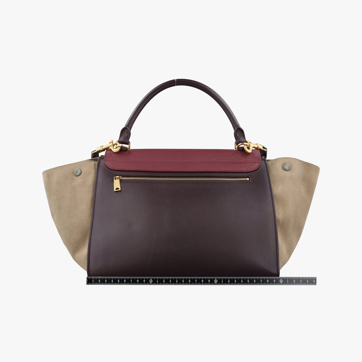 Pre-owned Celine Trapeze Bordeaux×Black×Brown Suede × leather  shoulderbag | stylenewstar