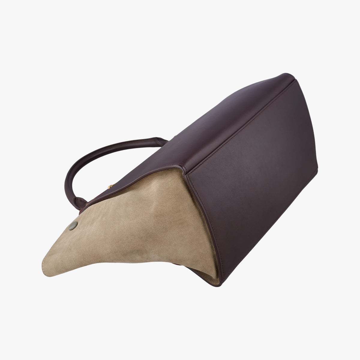 Pre-owned Celine Trapeze Bordeaux×Black×Brown Suede × leather  shoulderbag | stylenewstar