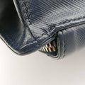 Pre-owned Prada Triangle Logo Plate Blue Saffiano Leather VR0023 handbag | stylenewstar