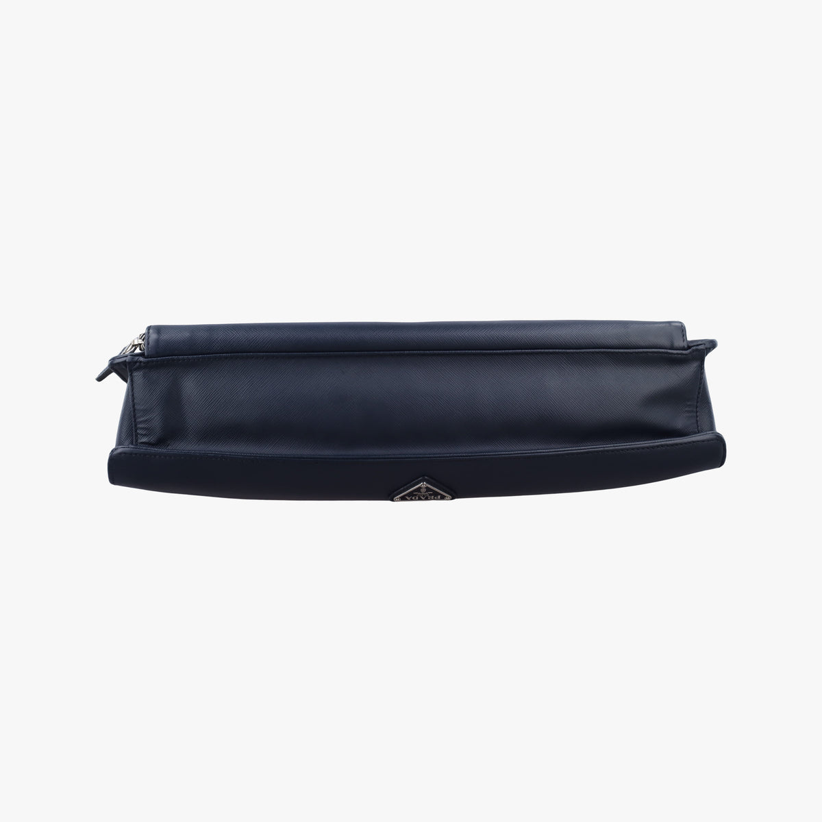 Pre-owned Prada Triangle Logo Plate Blue Saffiano Leather VR0023 handbag | stylenewstar