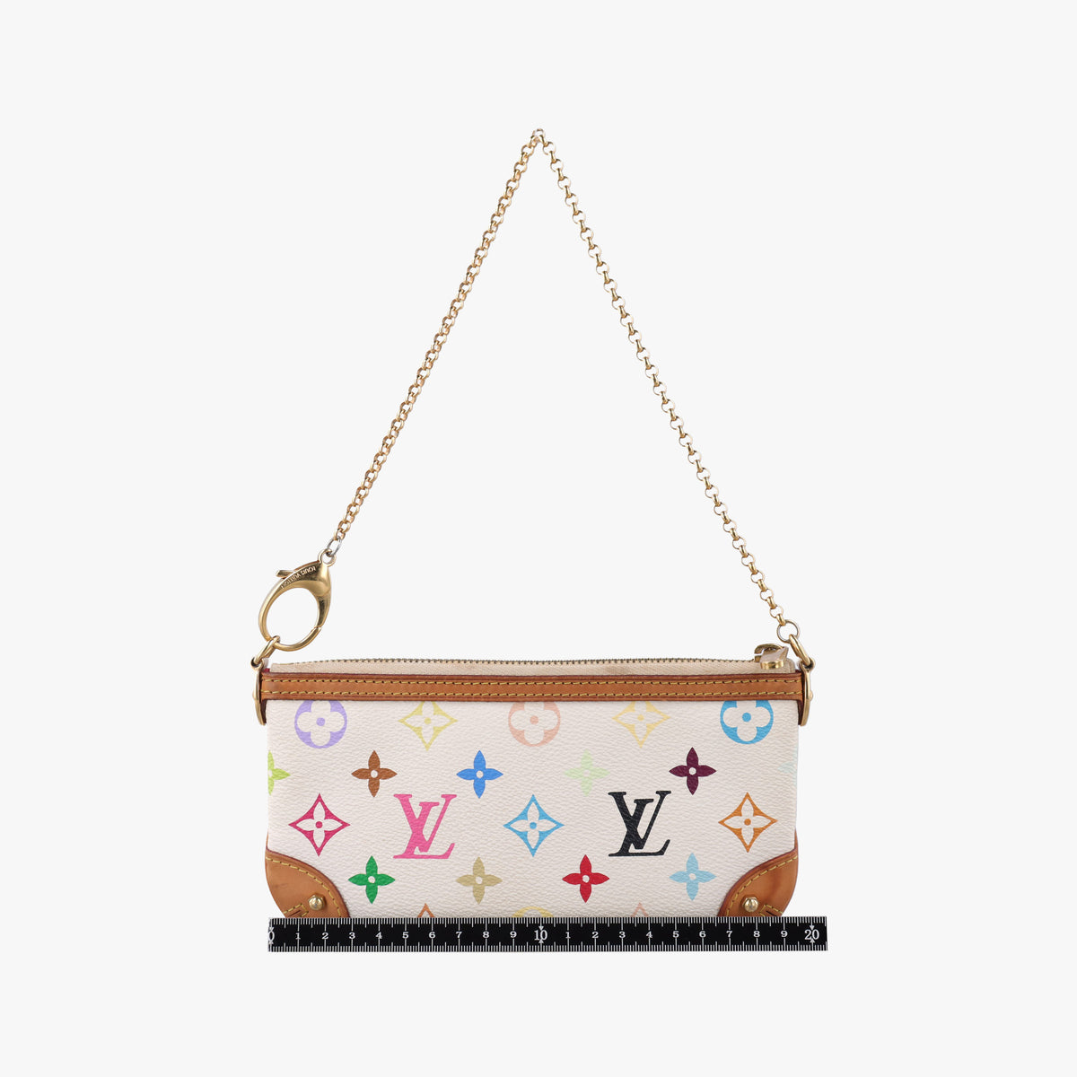 Pre-owned Louis Vuitton Pochette Mira MM Pouch white Monogram Multicolor M60096 handbag | stylenewstar