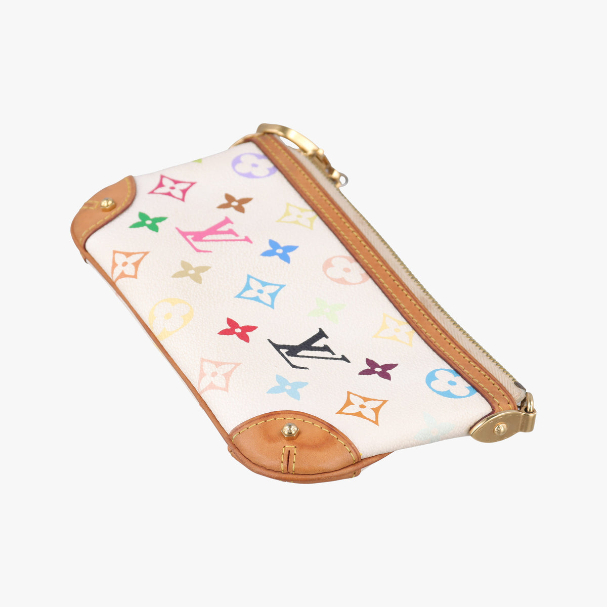 Pre-owned Louis Vuitton Pochette Mira MM Pouch white Monogram Multicolor M60096 handbag | stylenewstar