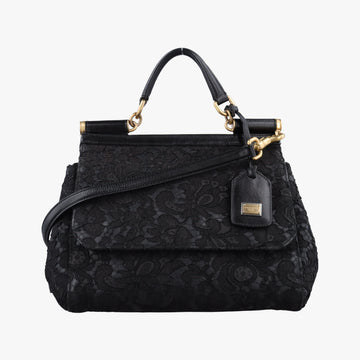 SICILY Black Leather×Crochet 48シシリー ブラック レザー×クロッシェ 48