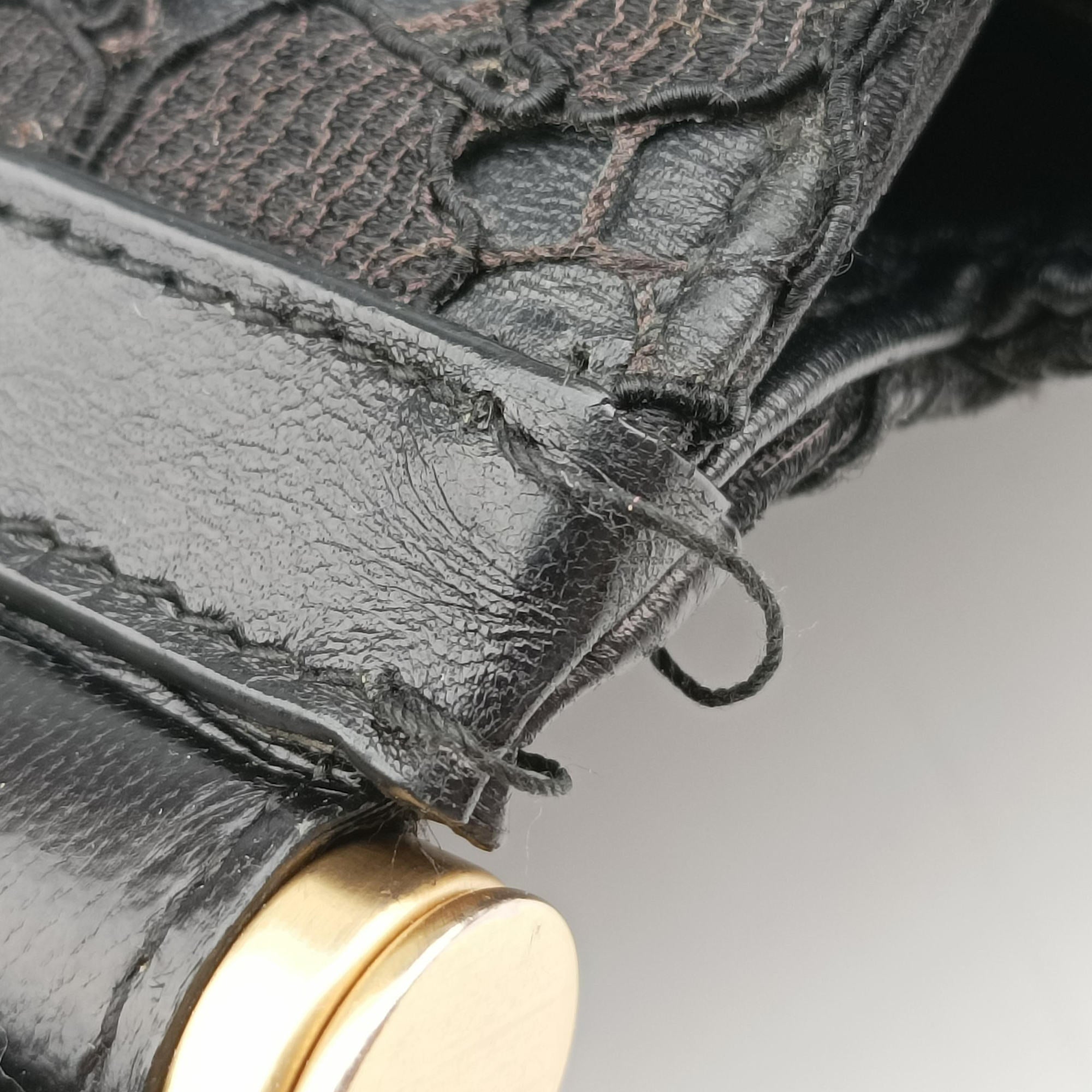 SICILY Black Leather×Crochet 48シシリー ブラック レザー×クロッシェ 48