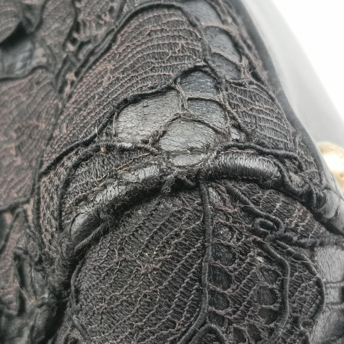 SICILY Black Leather×Crochet 48シシリー ブラック レザー×クロッシェ 48