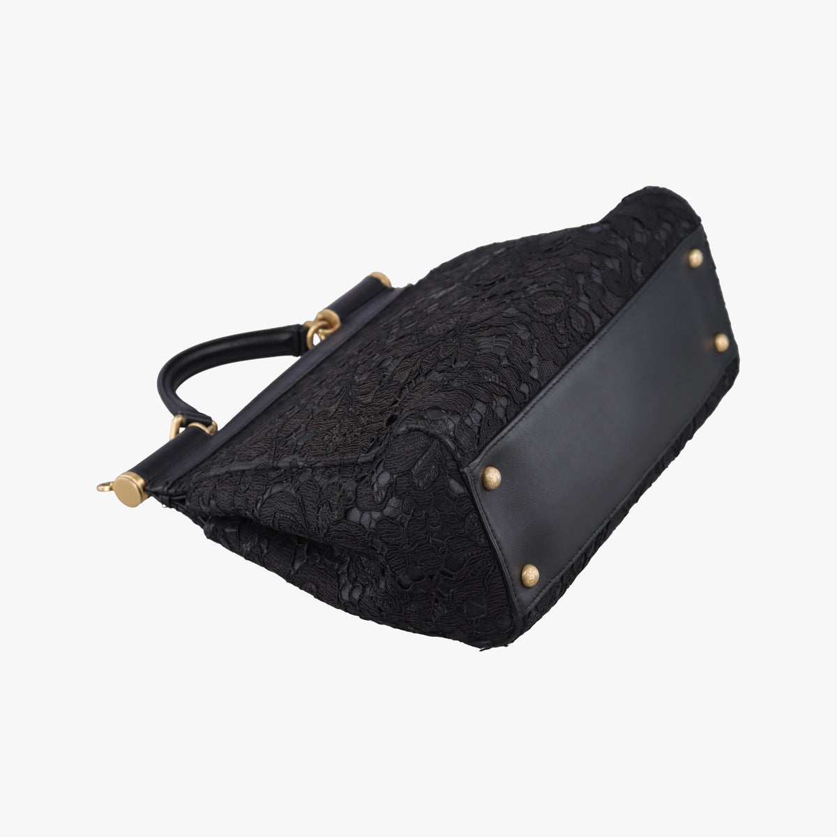 SICILY Black Leather×Crochet 48シシリー ブラック レザー×クロッシェ 48