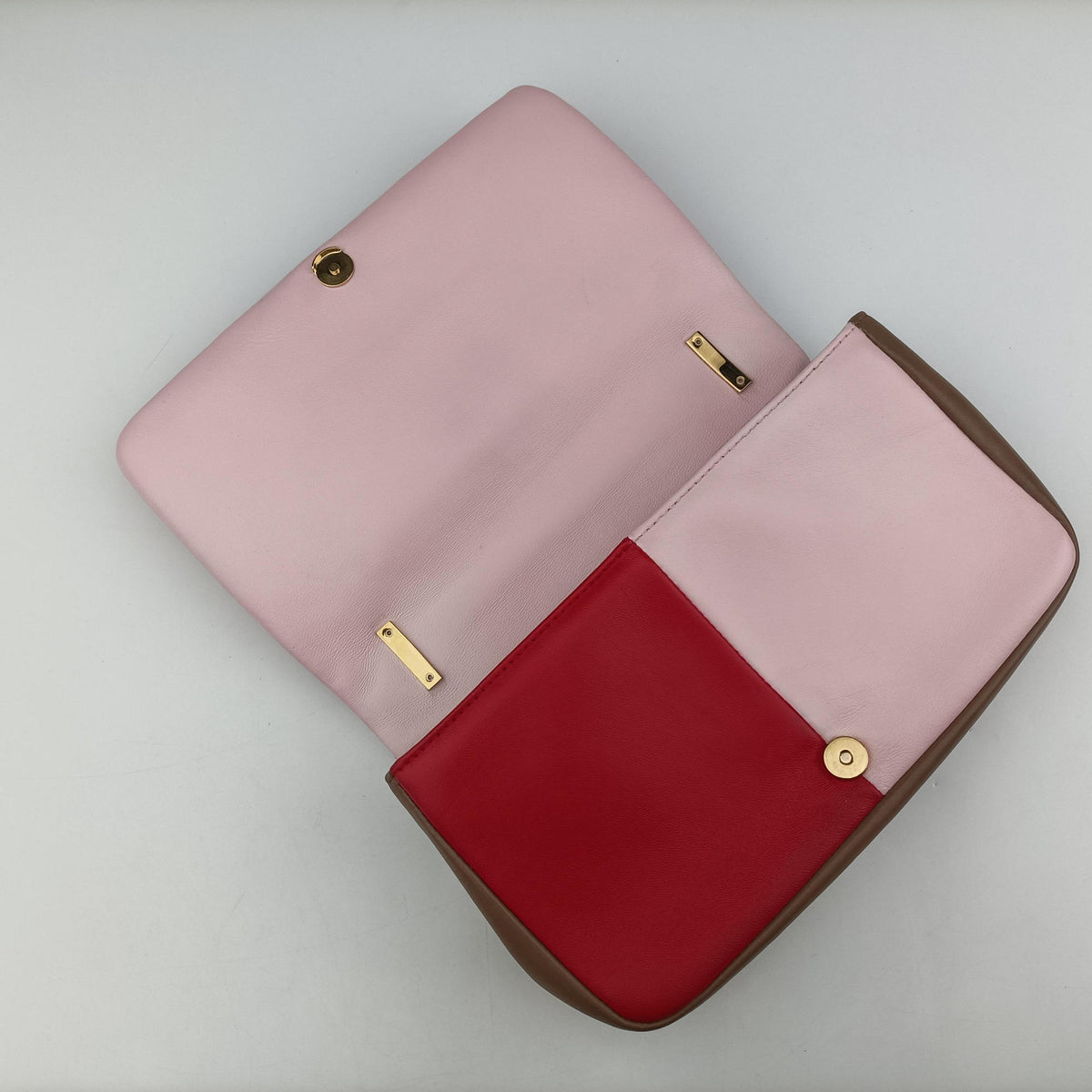 Pre-owned Burberry Lola chain TB Red×Pink×Beige Leather  shoulderbag | stylenewstar