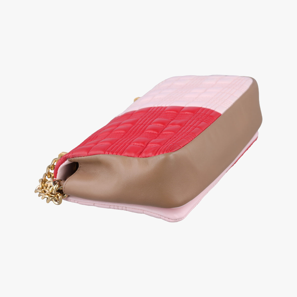 Pre-owned Burberry Lola chain TB Red×Pink×Beige Leather  shoulderbag | stylenewstar