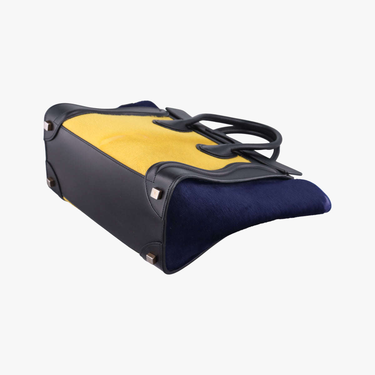 Luggage Micro shopper Black×Yellow×Blue leather×ponyhair W-GA-0164ラゲージマイクロショッパー ブラック×イエロー×ブルー レザー×ハラコ W-GA-0164
