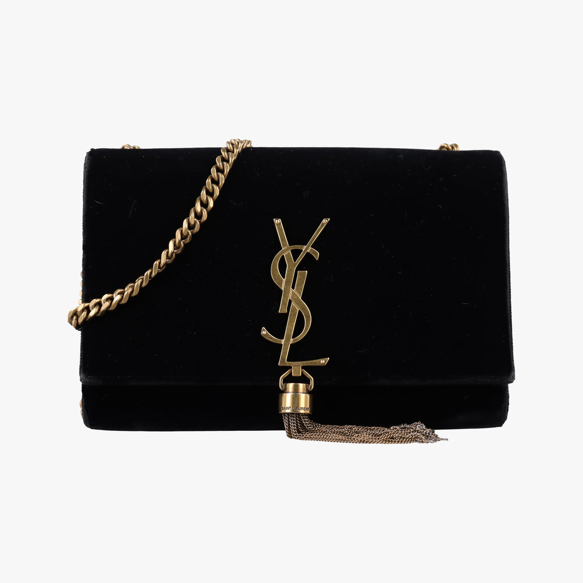 Pre-owned Yves Saint Laurent KATE Black velour 474366 shoulderbag | stylenewstar