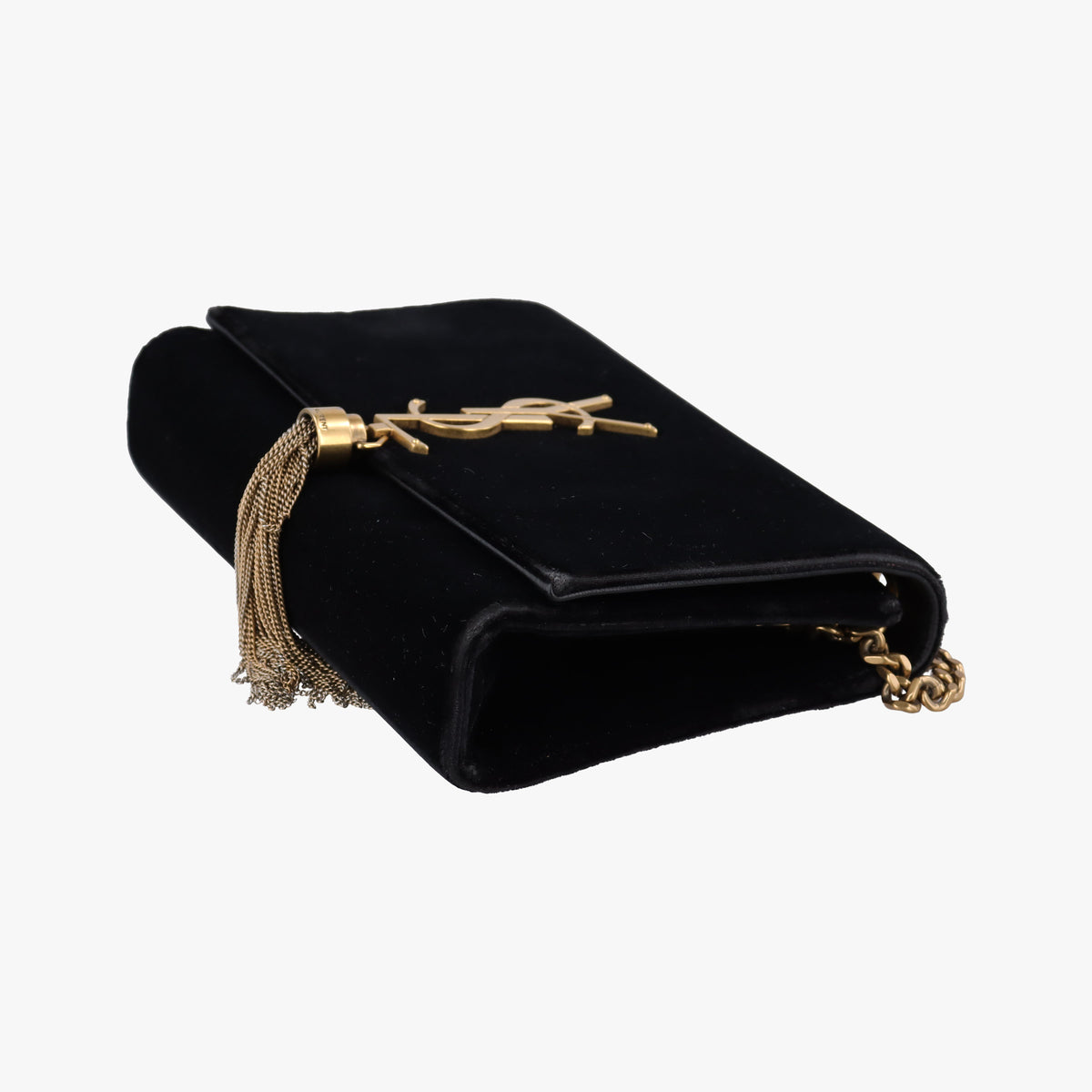 Pre-owned Yves Saint Laurent KATE Black velour 474366 shoulderbag | stylenewstar