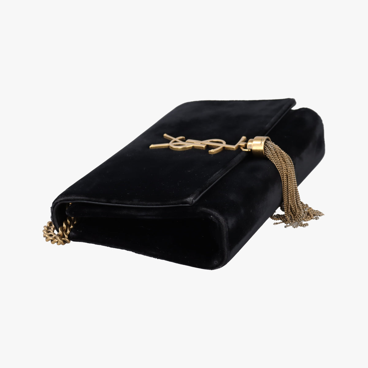 Pre-owned Yves Saint Laurent KATE Black velour 474366 shoulderbag | stylenewstar