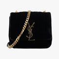 Pre-owned Yves Saint Laurent VICKY Black velour 538439 shoulderbag | stylenewstar