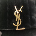 Pre-owned Yves Saint Laurent VICKY Black velour 538439 shoulderbag | stylenewstar