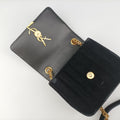 Pre-owned Yves Saint Laurent VICKY Black velour 538439 shoulderbag | stylenewstar