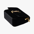 Pre-owned Yves Saint Laurent VICKY Black velour 538439 shoulderbag | stylenewstar