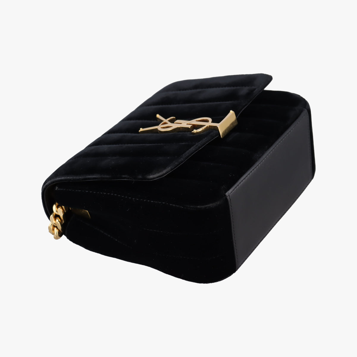Pre-owned Yves Saint Laurent VICKY Black velour 538439 shoulderbag | stylenewstar