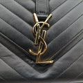 Pre-owned Yves Saint Laurent Monogram Envelope Black Leather 396909 shoulderbag | stylenewstar