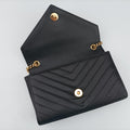 Pre-owned Yves Saint Laurent Monogram Envelope Black Leather 396909 shoulderbag | stylenewstar