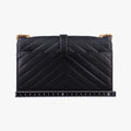 Pre-owned Yves Saint Laurent Monogram Envelope Black Leather 396909 shoulderbag | stylenewstar