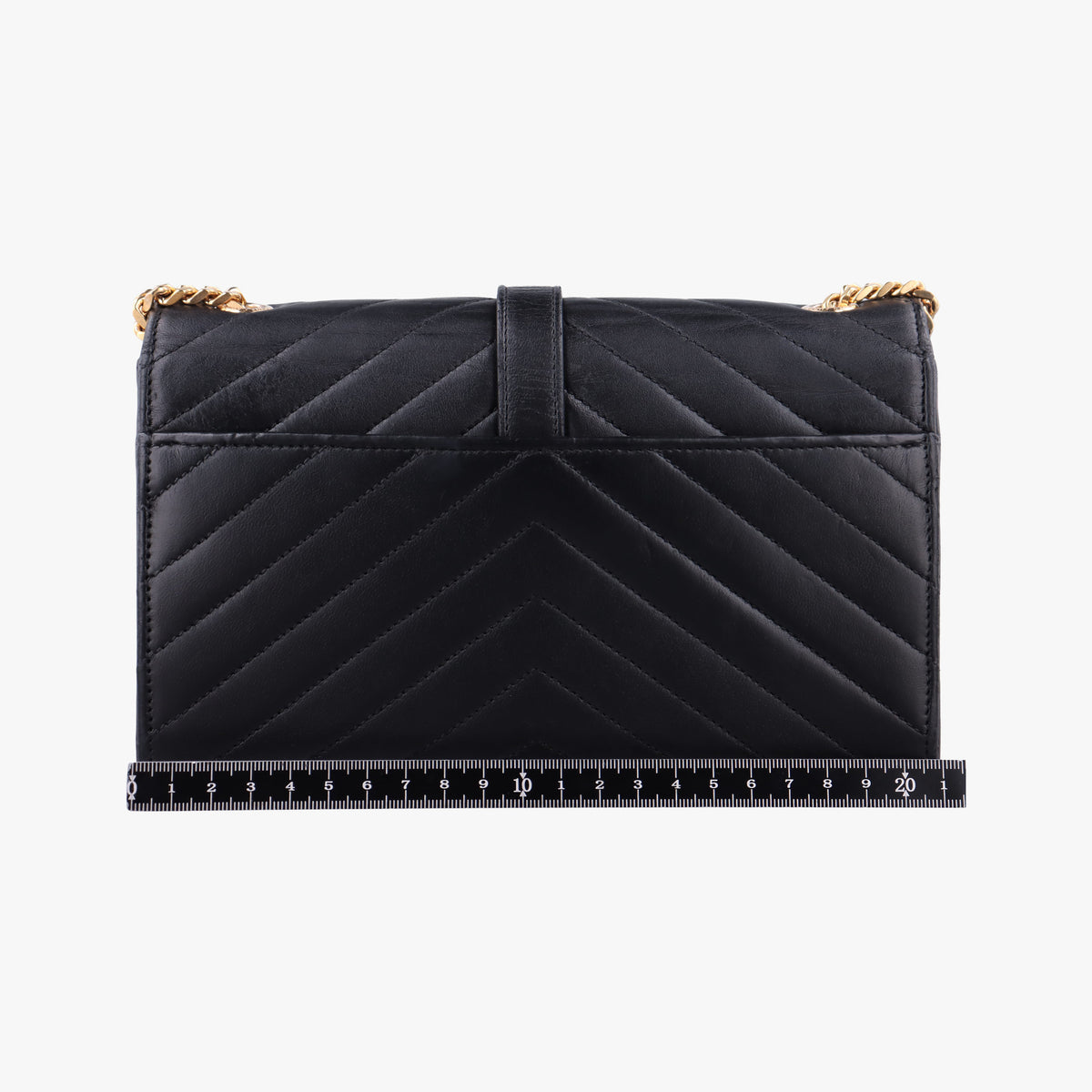 Pre-owned Yves Saint Laurent Monogram Envelope Black Leather 396909 shoulderbag | stylenewstar