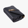 Pre-owned Yves Saint Laurent Monogram Envelope Black Leather 396909 shoulderbag | stylenewstar