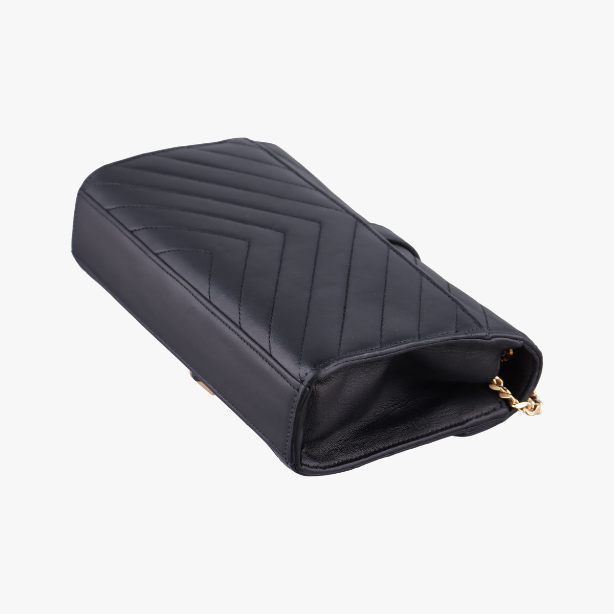 Pre-owned Yves Saint Laurent Monogram Envelope Black Leather 396909 shoulderbag | stylenewstar