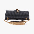 Pre-owned Yves Saint Laurent Monogram Envelope Black Leather 396909 shoulderbag | stylenewstar